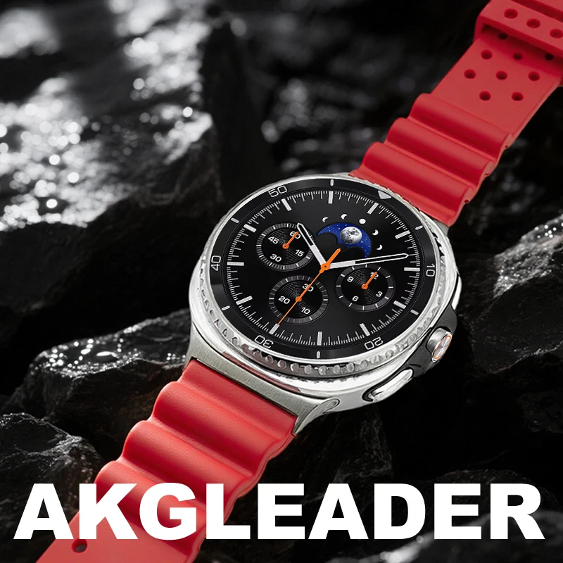 

AKGLEADER fluororubber watch band for Samsung galaxy watch 8 classic strap FKM rubber bands for watch 7 Ultra 47mm Bracelet band