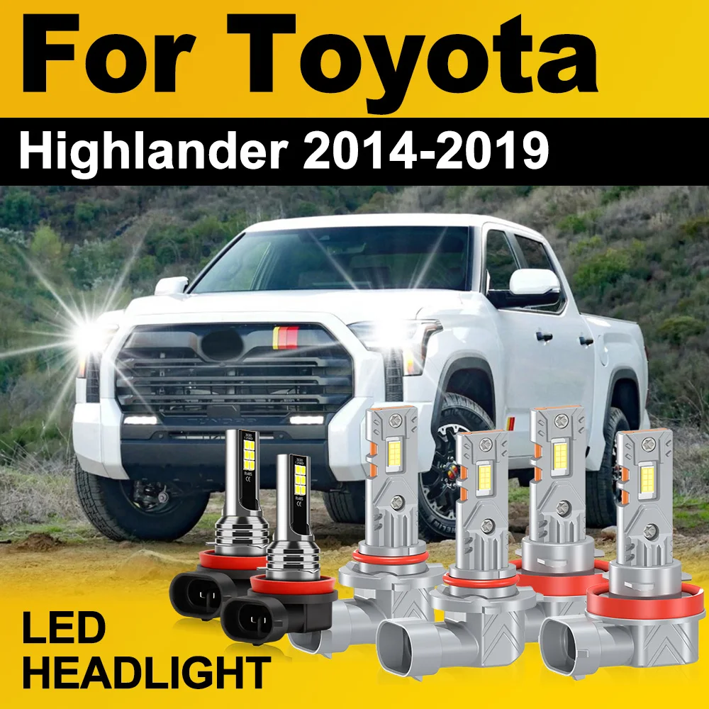 

60000LM Canbus No Error Автомобильная светодиодная фара 6000K CSP Chips Противотуманная фара дальнего и ближнего света для Toyota Highlander 2014-2019 Plug and Play