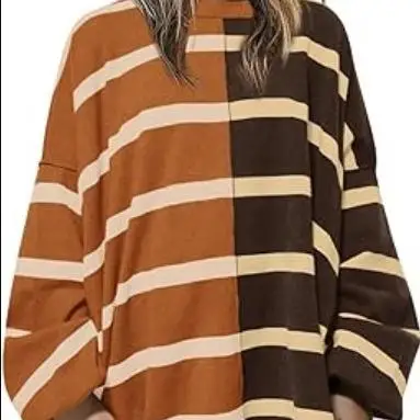 MLKSSJ 2024 Wi 독립 스테이션 베스트셀러 가을 겨울 신상 크로스 스트라이프 니트 롱 스웨트 후디 여성 패션