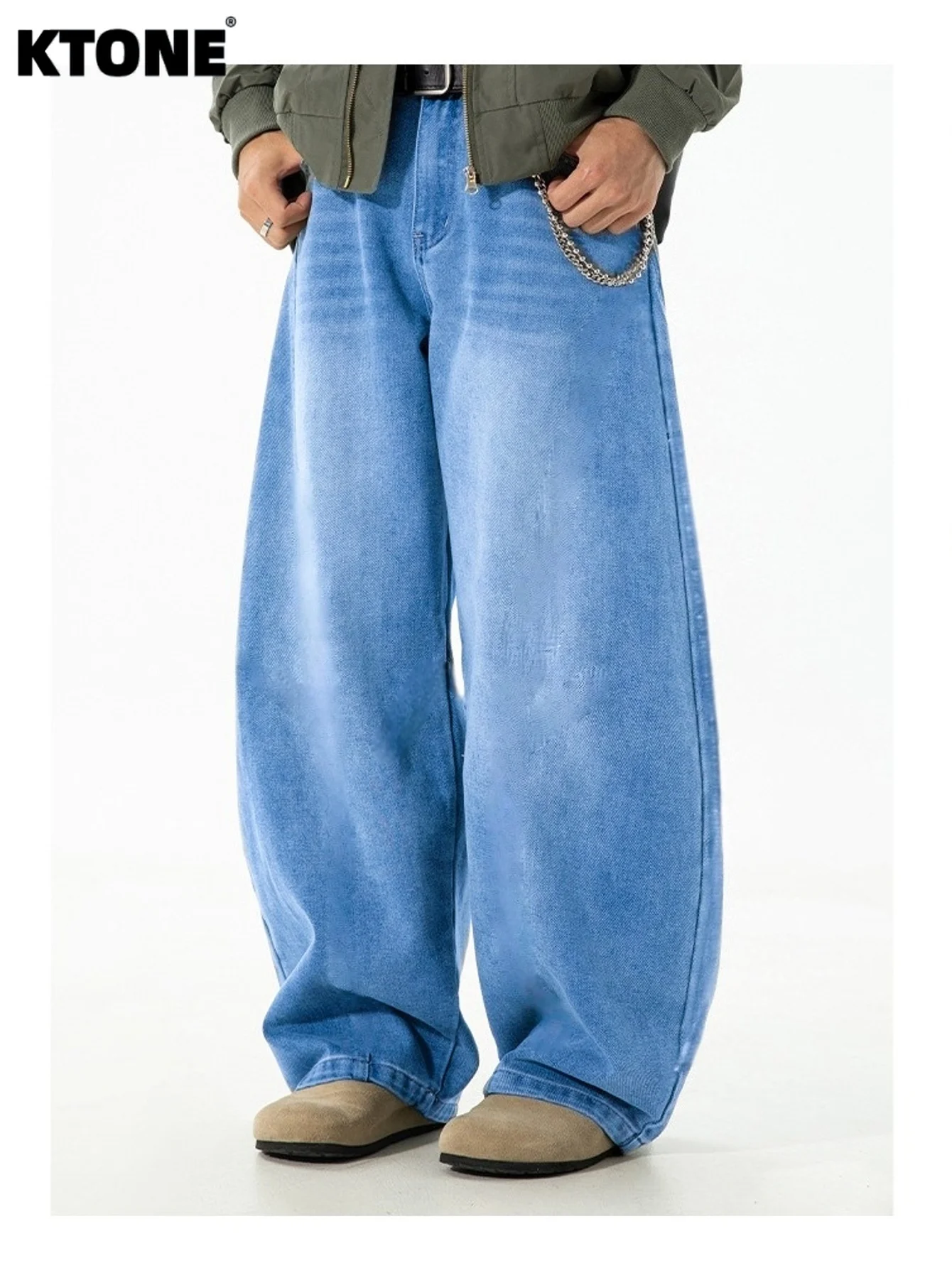 

Drip Style Loose Blue Jeans For Man Original Y2K Clothes Unisex Denim Pants No accessories or belts included