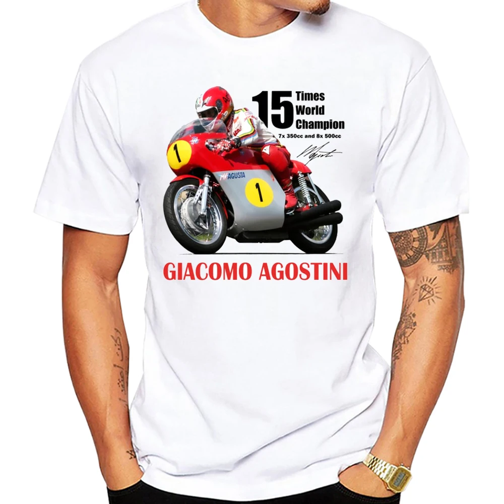 Giacomo Agostini GP 500cc Legend 70s-Camiseta Retro para hombre, Camisetas de deporte de aventura, camisetas informales para niño, camisetas blancas para motocicleta