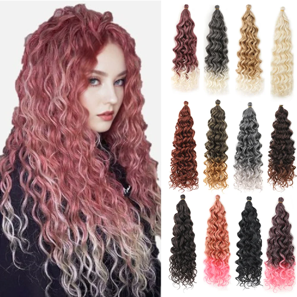 Curly Crochet Hair Extesion 18&24 Inch Hawaii Ocean Wave Braiding Hair Goddess Locs Synthetic Hair Boho Style Hairpiece For Wome