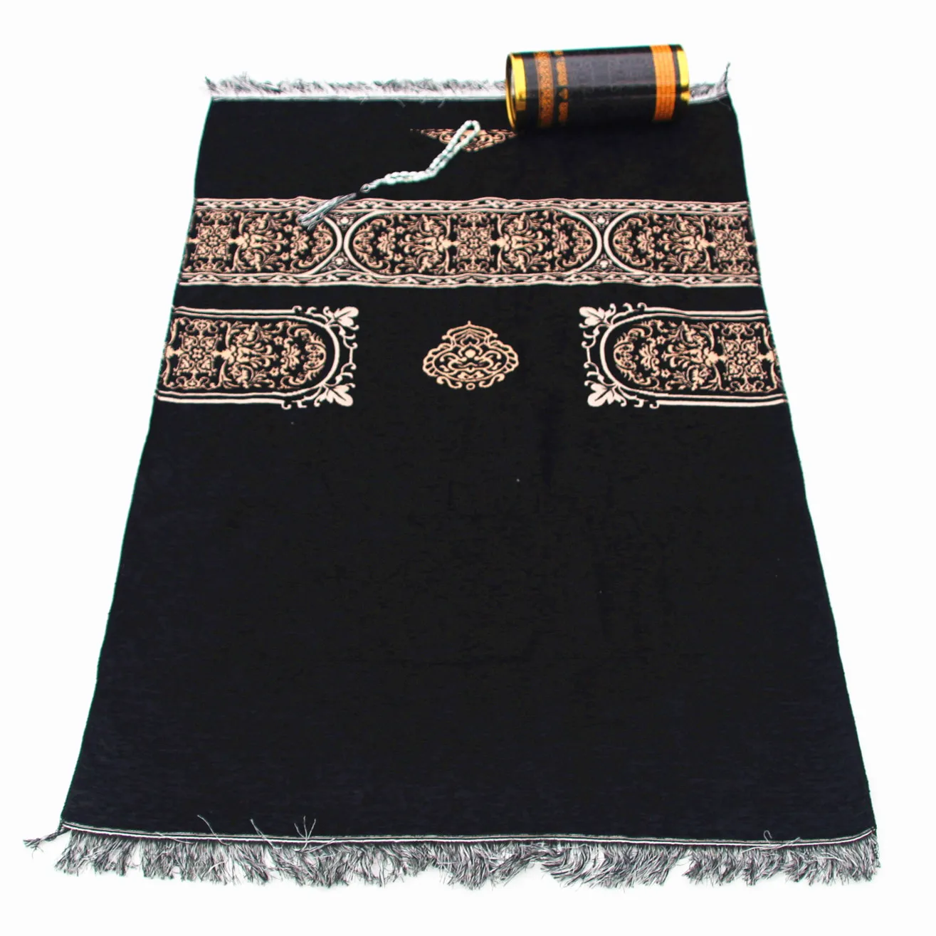 Corduroy Velvet Bucket Prayer Mat, Arch Pattern Plastic Cylinder Pressure-Proof Dust-Proof Travel Prayer Mat for Vehicle Use