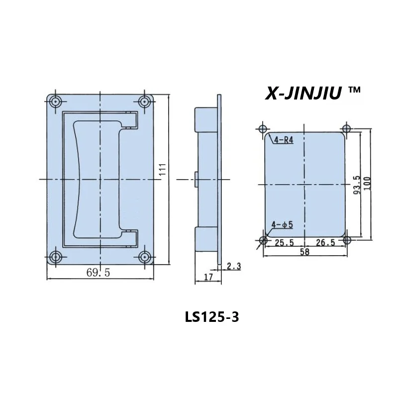 1pc 9.5cm x 6cm/11.1cm x6.9cm Metal Rectangle Shaped Recessed Folding Pull Handle Grip