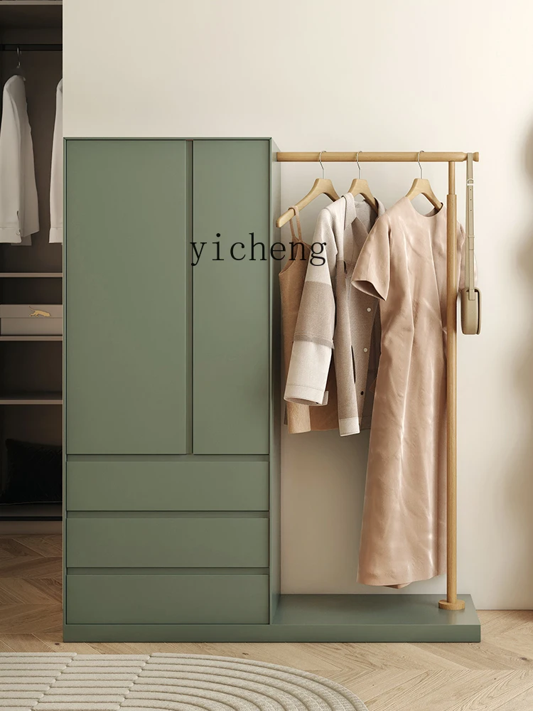 Tqh Floor Bedroom Chest of Drawers Small Apartment Wardrobe Combination Internet Celebrity Minimalist Modern Locker Coat Rack