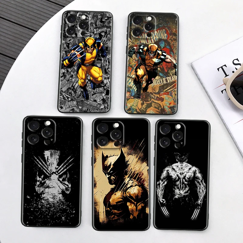 Marvel Wolverine Comic For iPhone 15 14 13 12 11 XS XR X 8 7 SE Pro Max Plus Mini Black Cover Phone Case