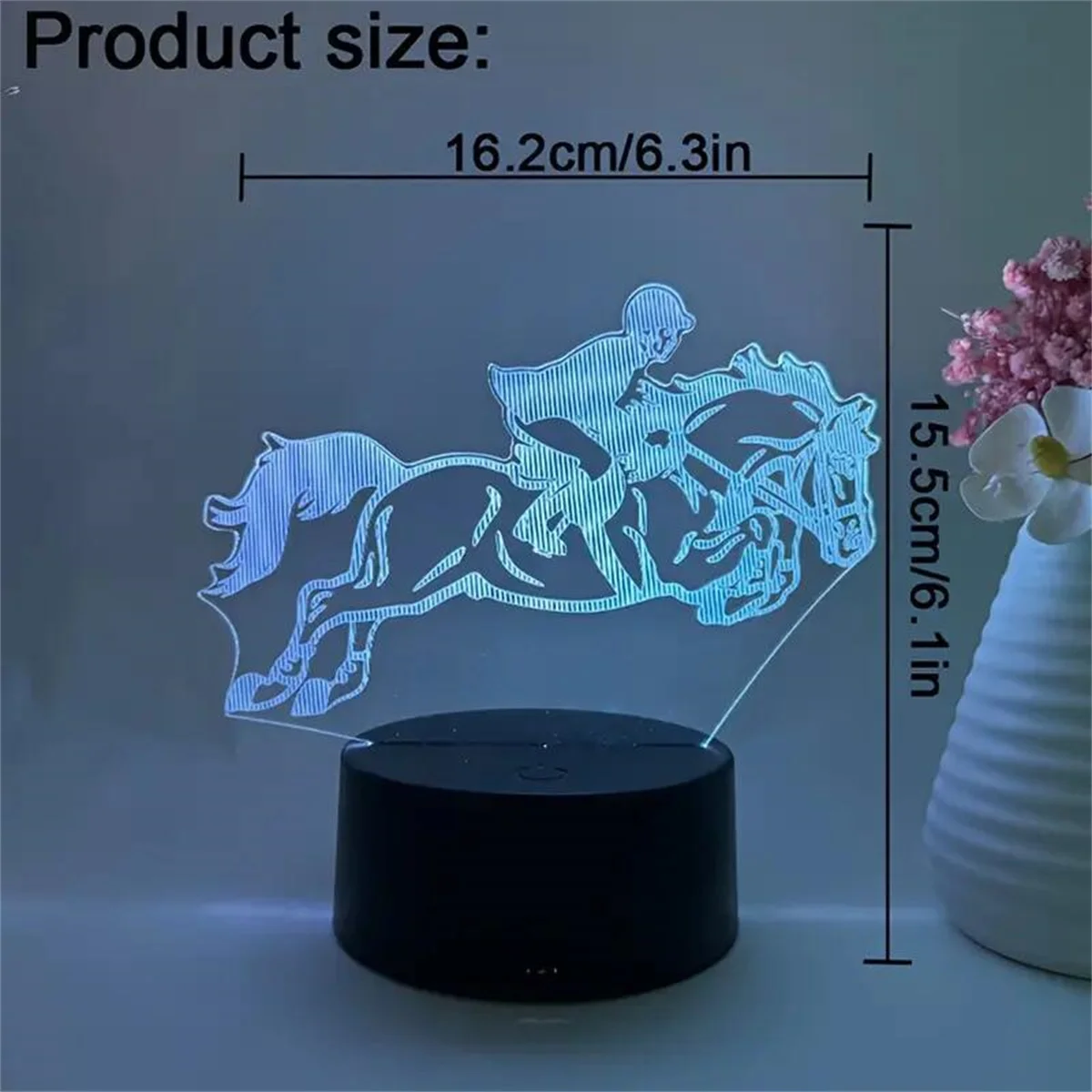 1pc Riding a Horse 3D Night Light, 3D Optical Illusion Lamp With Touch, 7-Color Changing Ambient Light For Bedroom