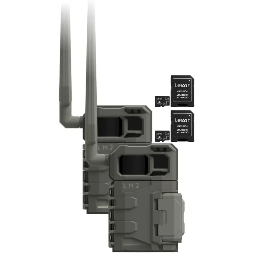 

LM2 Twin Pack Cellular Trail Camera - 20MP Photos, Infrared Game Night Vision Photos, 90' Flash Trail Camera & Detection Range.