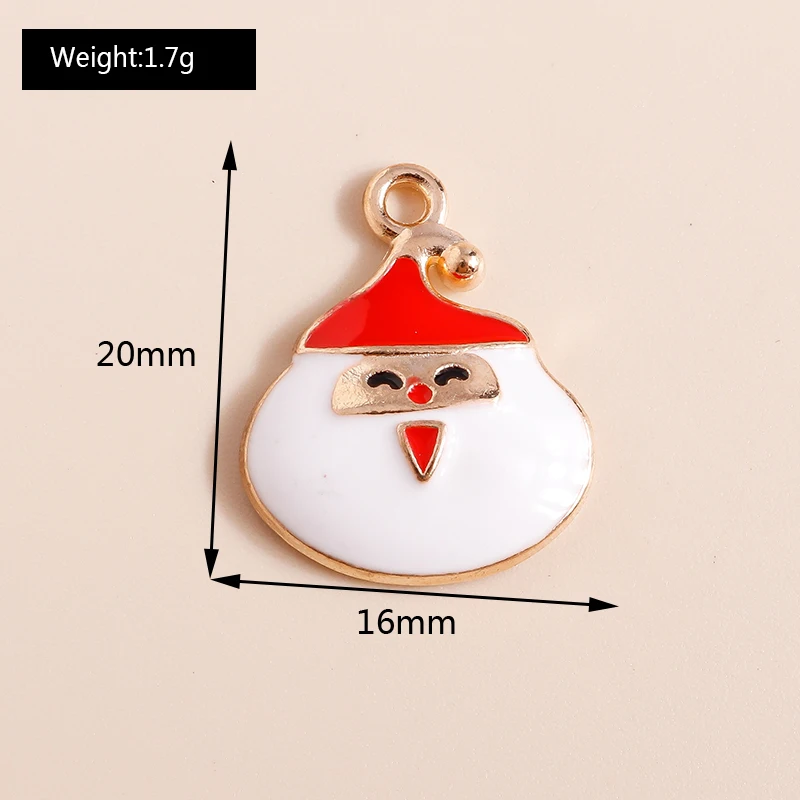 10 Stück Mix Emaille Weihnachtsanhänger für Schmuckherstellung Weihnachtsmann Baum Hirsch Hut Charms Anhänger für DIY Halsketten Ohrringe Geschenke – Detail 4
