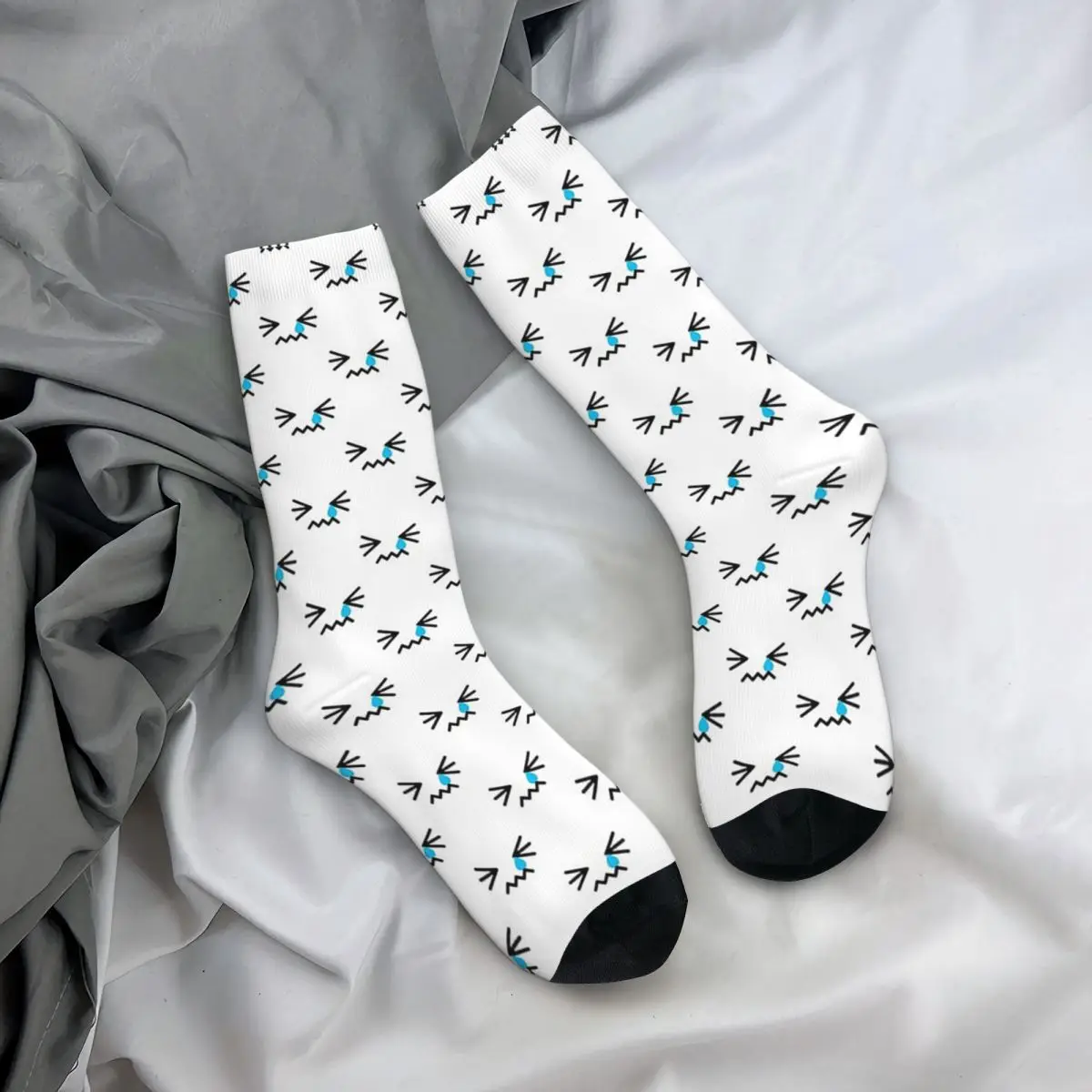 All Seasons Crew Stockings Cute Kawaii Shy Crying Face Pattern Socks Funny Long Socks for Men Women Christmas Gifts