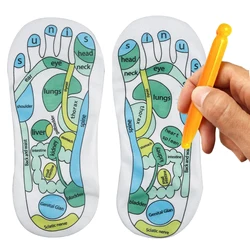 Calcetines de acupresión para masaje, medias de fisioterapia, ilustración completa en inglés, para aliviar el cansancio de los pies, reflexología, 1 par