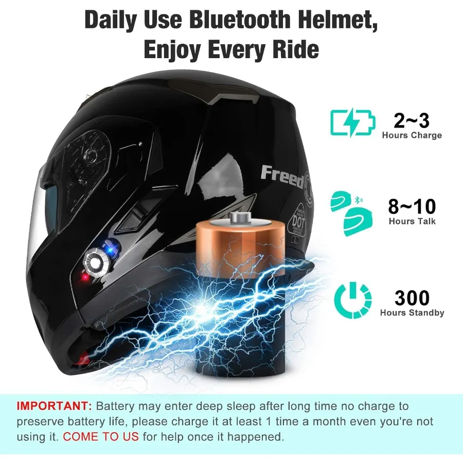 FreedConn BM2S Bluetooth Мотоциклетный шлем FlipUp Модульный мотоциклетный шлем с подключением 500 м Поддержка 23 встроенных гонщиков