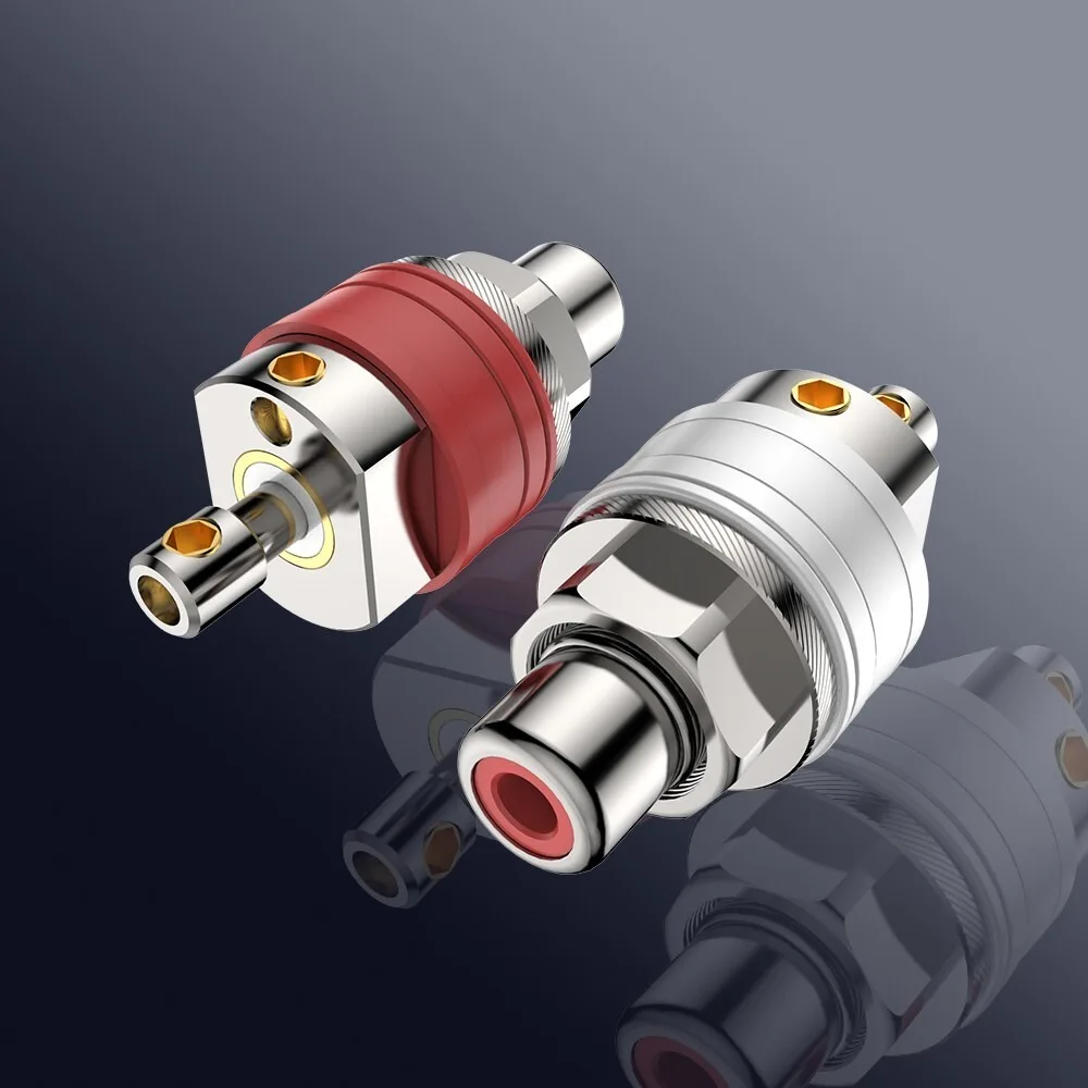 Viborg RC102R 4x Pure Copper Rhodium Plated Screw Locking RCA CHASSIS Socket HIFI RCA Female Jack for HiFi Audio