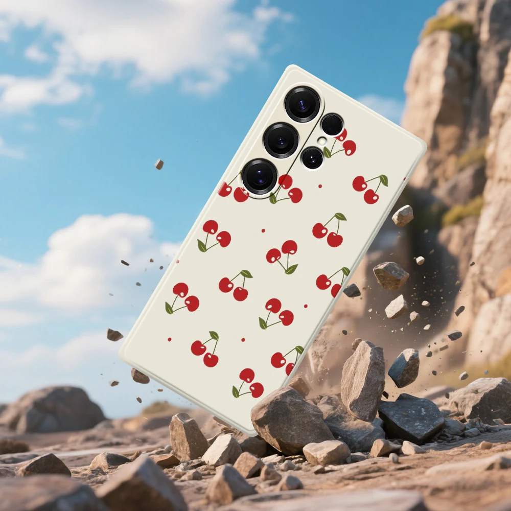 Чехол для телефона с принтом вишни для Samsung Galaxy S25 S24 S23 S22 S21 S20 Ultra Plus S10 Plus S24FE S23FE S22FE S21FE S20FE Soft Cover