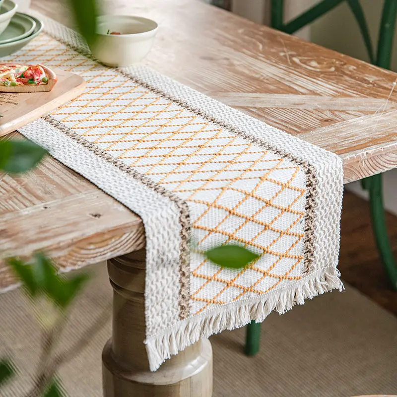 American Table Runner Tassels Home Decor Dust Proof cloth Simple Coffee  Dining  Cover Retro Party Camino De Mesa