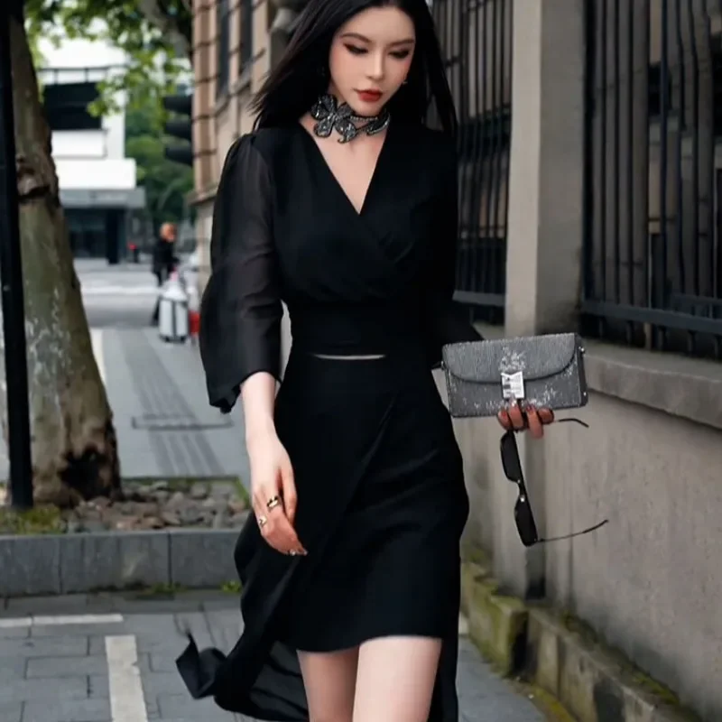 

Women's Two Piece Set Slit Skirt Female Outfits Sexy Commuting Top and Bottom New in Matching Sets Summer Fashion 2024 Co Ord