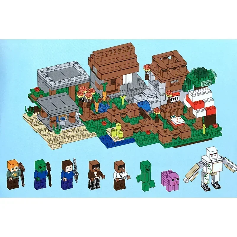 Blocs de construction en édition spéciale du Village, avec figurines d'action Steve, compatibles avec mon monde, jouets de ville, 21128