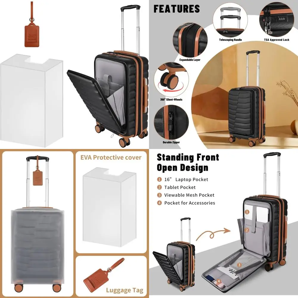 

Расширяемая твердая ручная кладь из АБС-пластика + ПК 22x14x9, вращающиеся колеса, передний карман, одобренный авиакомпанией, небольшой 20-дюймовый чемодан для