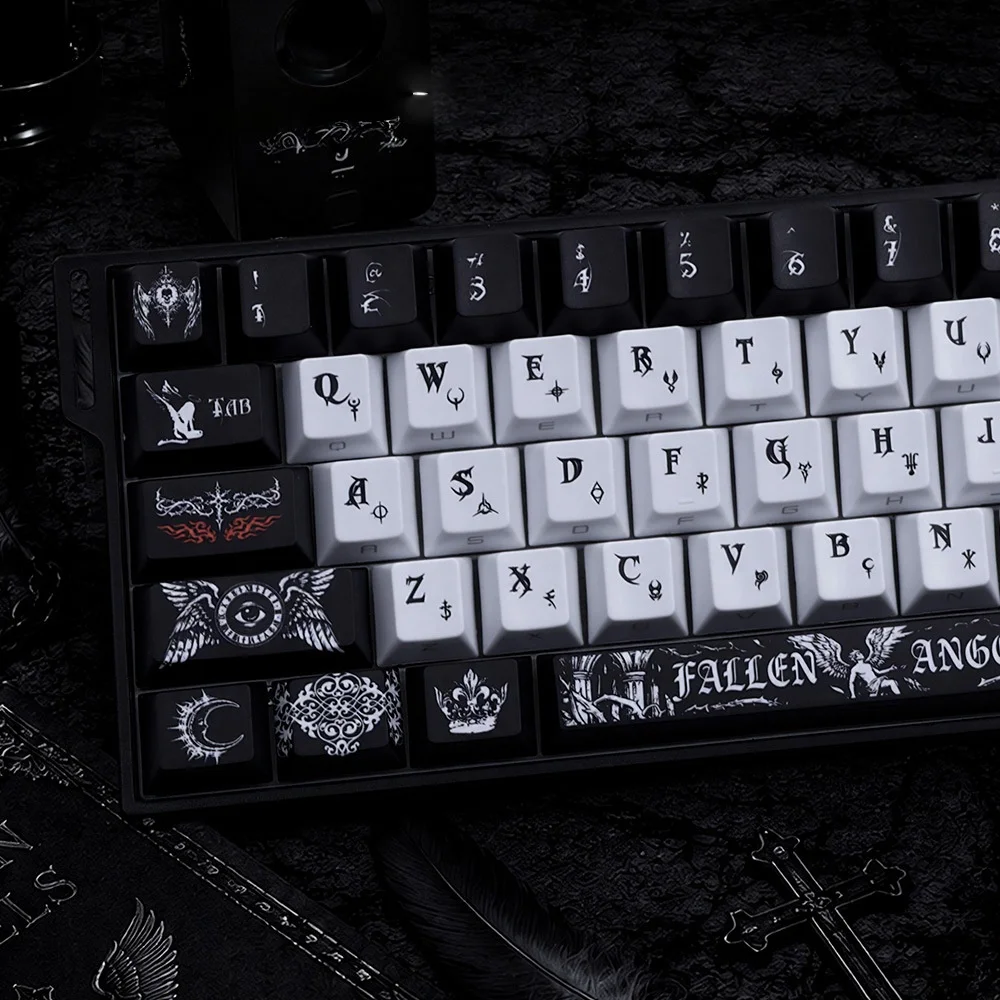 129 Keys 5 Sides Dye Sub PBT Keycap Set Cherry Profile Side Printed Shine Through Keycaps for MX Switches Gaming Keyboard