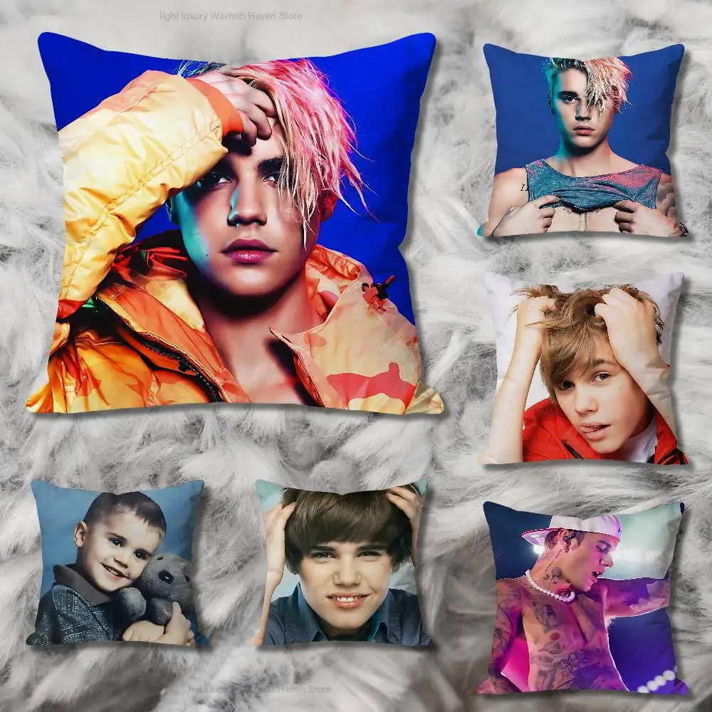 

Singer J-Justin B-Bieber Anime Celebrity Merchandise All-Match Printed Pillow Case Sofa Car Office Room Decoration Protector