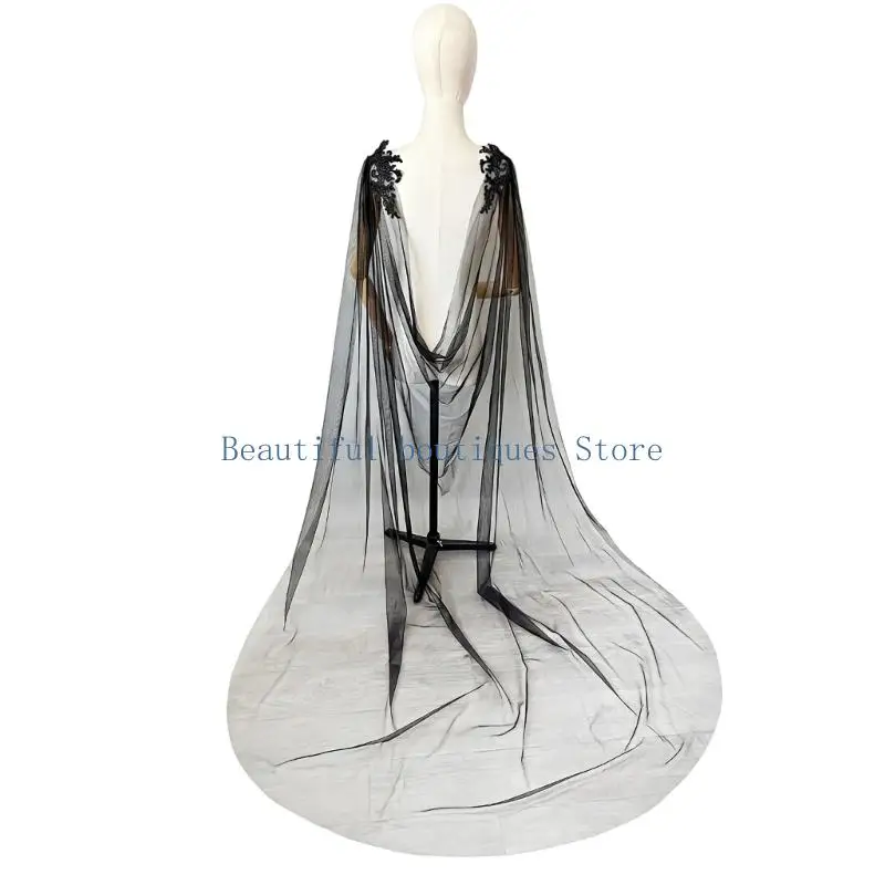 

U4LF Lace Embellished Detachable Bridal Capelet Accessory For Weddings Event
