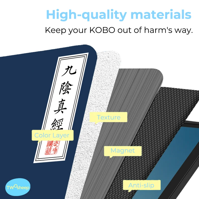 Twosheep Wuxia Style Case for Kobo Libra Colour / Kobo Libra 2｜Magnetic Flap｜Auto Sleep/Wake｜Flexible TPU Shell