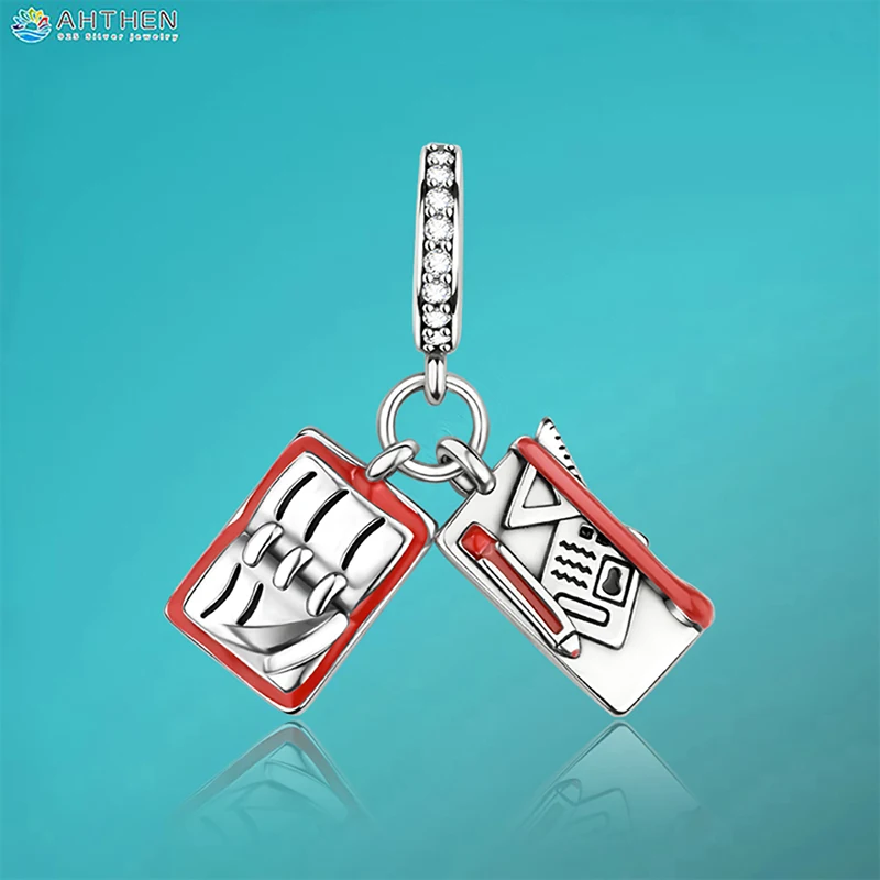 

Ahthen 925 Sterling Silver Hot Sale Beads Stationery Dangle Charm fit Snake Chain Bracelets Necklaces for Women Jewelry Making