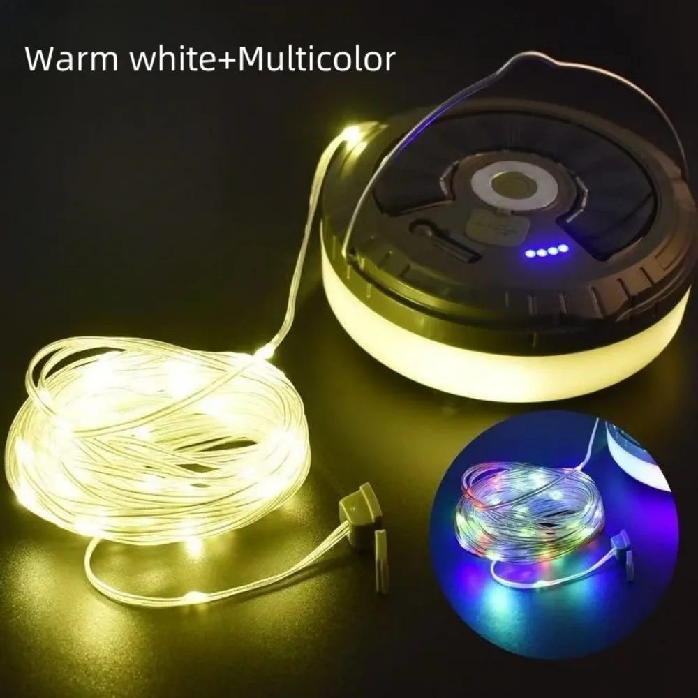 1PC10M100LED outdoor waterproof solar portable camping light,with multiple lighting modes,used for camping,hiking decoration