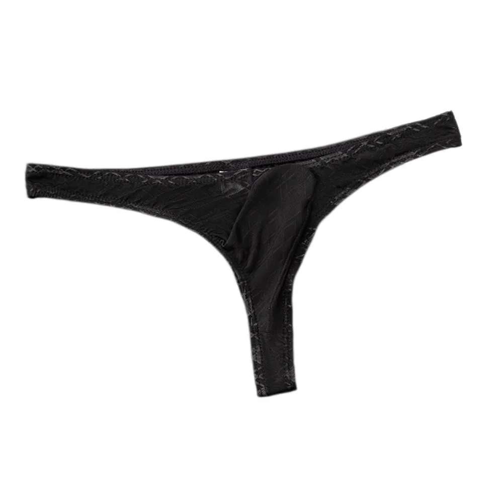 Soft Low Waist Men Ice Silk Thongs Underpants Thin Transparent Men's Panties T-back Lingerie Male Briefs Male