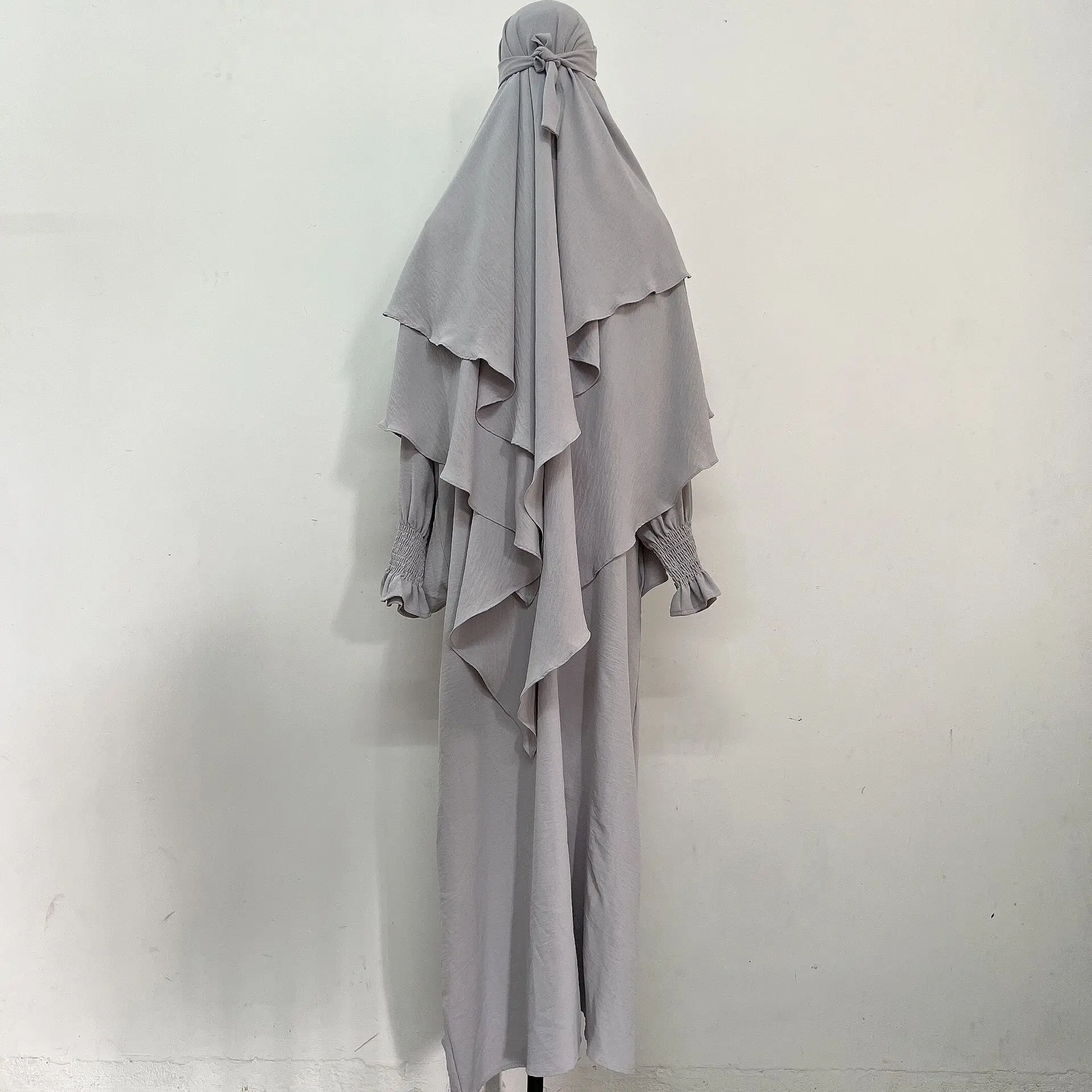 عيد فستان البدلة 2 قطعة مجموعات النساء مزدوجة الطبقات الحجاب قفطان مسلم فيستدوس الحجاب عبايات وتتسابق المغرب رمضان دبي #3