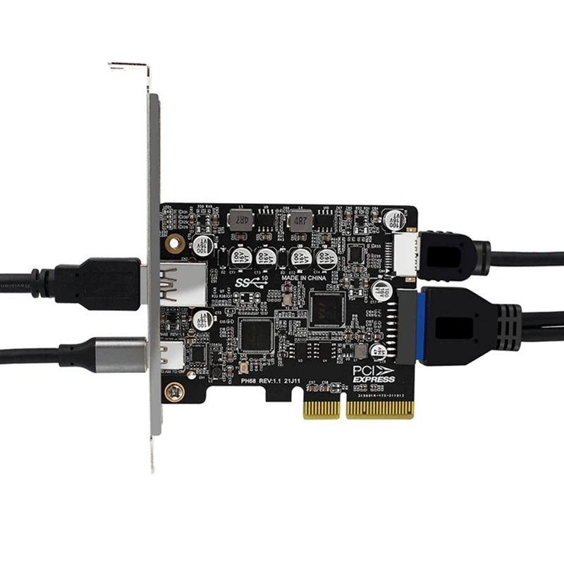 PCIE3.0 To USB3.2 A Port Type-C Front Type-E 19P/ 20P Full-Interface Expansion Card 10 Gbps High-Speed Adapter Card