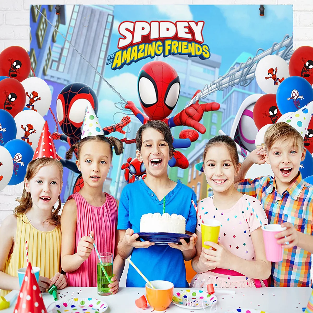 Spider And His Amazing Friends Birthday Party Decoration Balloons Tableware Banner Cup Plate Set Backdrop Deco Kids Gift Suppies