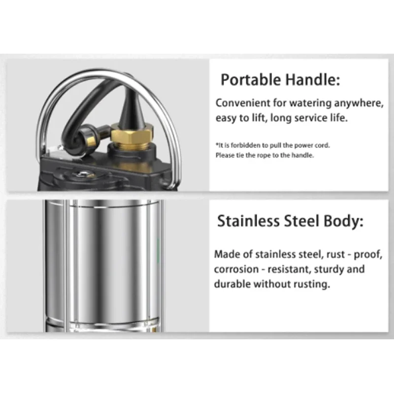 220V Stainless Steel Submersible Pump Agricultural Pumping Garden Tools Drainage Irrigation Underwater Self-priming Sewage Pump