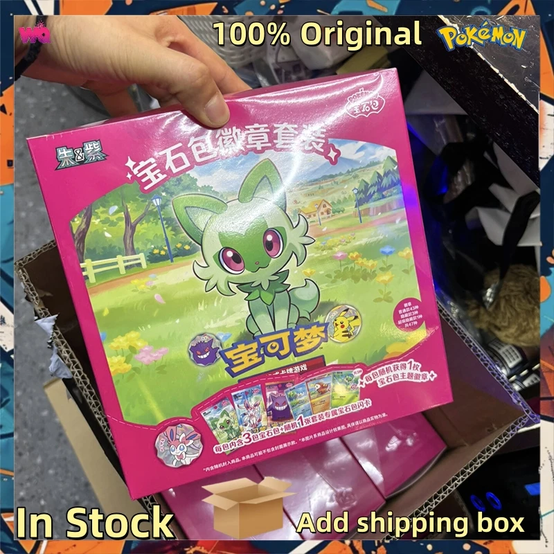 In Stock 100% Original Pokemon Gem Pack Badge Set bag PTCG Card Album Scarlet and Violet Trading Bag Box Chinese Card Toys Gift