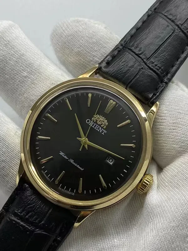 ساعة أورينت كوارتز للرجال 2024 ساعة جديدة بمرآة فقاعية ريترو مقاومة للماء وحزام جلدي عالي الجودة