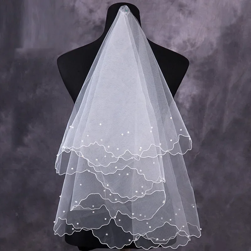 

One-tier Fingertip Bridal Veils with Lace Applique Edge Accessories 2025