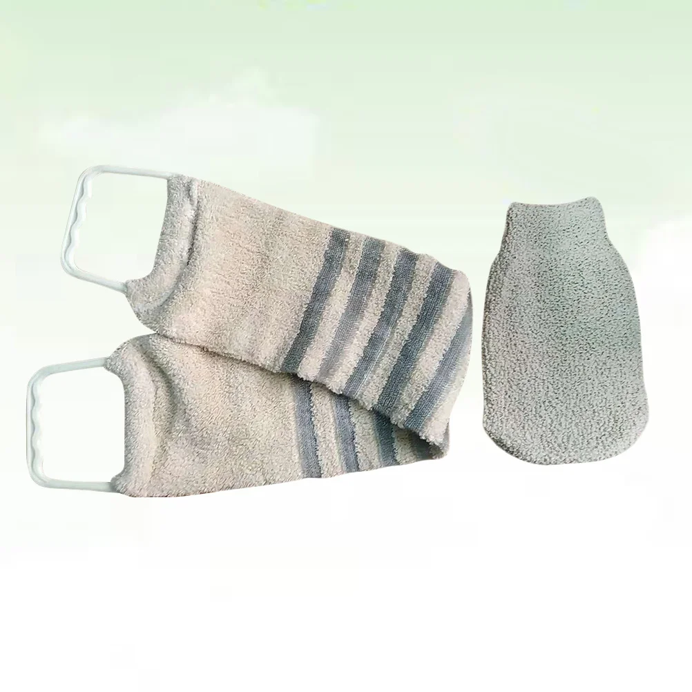 2 قطعة قفاز سنفرة الجسم مزدوجة الوجهين منشفة التقشير مزيل الجلد الميت حمام دش سبا تنظيف أداة مجموعة للاستخدام المنزلي
