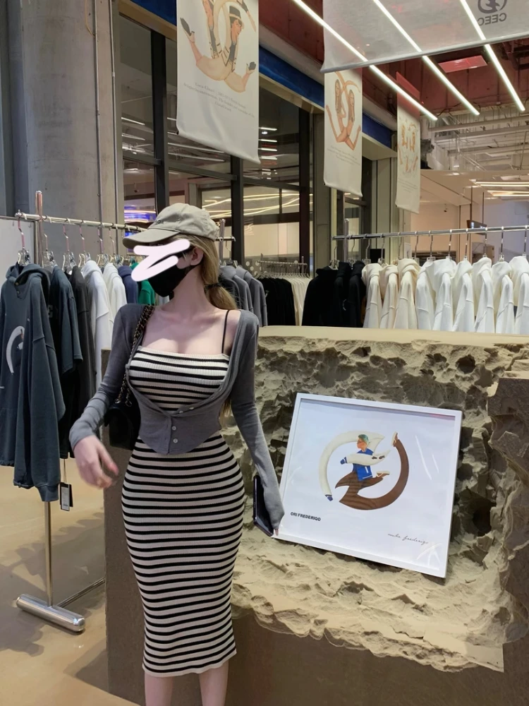 SexyBodyconDress dla kobiet Summer Slim Fit Waist-to-Hip Ratio Sleeveless Striped Long Dress Tight Bodycon Pencil Dress Night Out