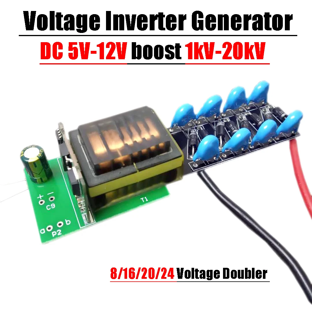 High Voltage Inverter Electrostatic Generator DC 5V-12V Boost 1kV-20kV Adjustable Pulse Arc Voltage Doubler DIY Electric Shock