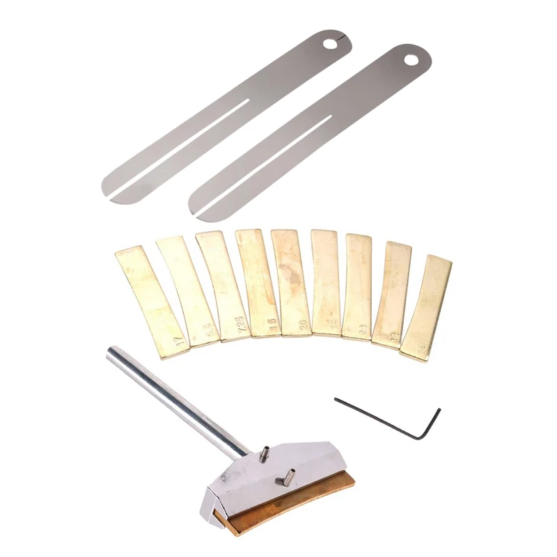 

2Pcs Fret Puller Fretboard Fingerboard Fret Repair Tool & Alloy Fretboard Press Caul With Press Caul Inserts Golden