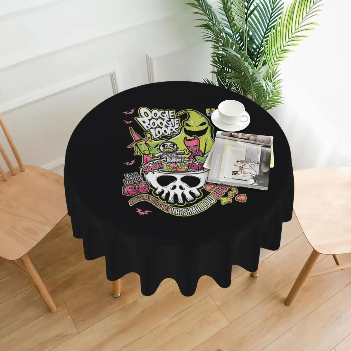 

Oogie Boogie (7) Waterproof Round Tablecloth Oilproof Table Cloth for Kitchen Events Dining Table Cover 60 inch