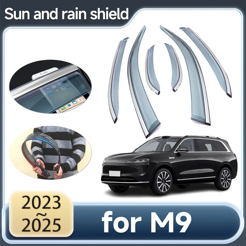 

Sun And Rain Shield for AITO M9 2023 2024 2025 Window Visors Waterproof Rain Eyebrow Wind Door Deflectors Protection Accessories