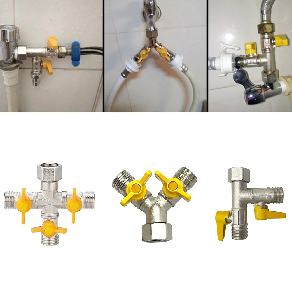 

1/2" Brass Gas 3-Way Valve Natural Gas Hose Pagoda Head Intubation Gas Connector Liquefied Gas Hose Valve Pipe Fitting Adapter