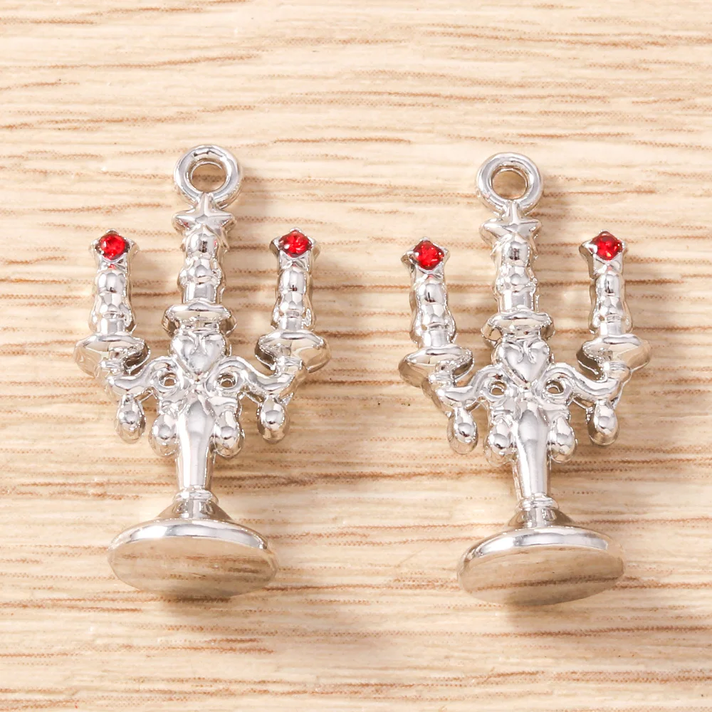 Tusember 5 Stück 13x23mm Legierungs-Kerzenständer-Anhänger Menora-Anhänger für Schmuckherstellung Halsketten Ohrringe DIY Handgemachte Bastelarbeiten – Detail 8