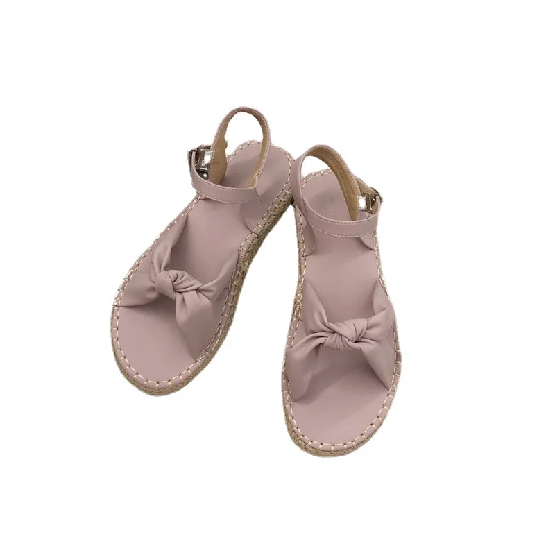 2024 Sandals Ladies Shoes Summer Cross Clogs With Heel Suit Female Beige New Outside Gladiator Comfort Fashion Thick Black Beach