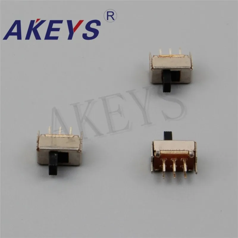 10PCS SS-22E01 2P2T Double pole double throw 2 position slide switch DIP 6 pin verticle type with 2 fixed pin