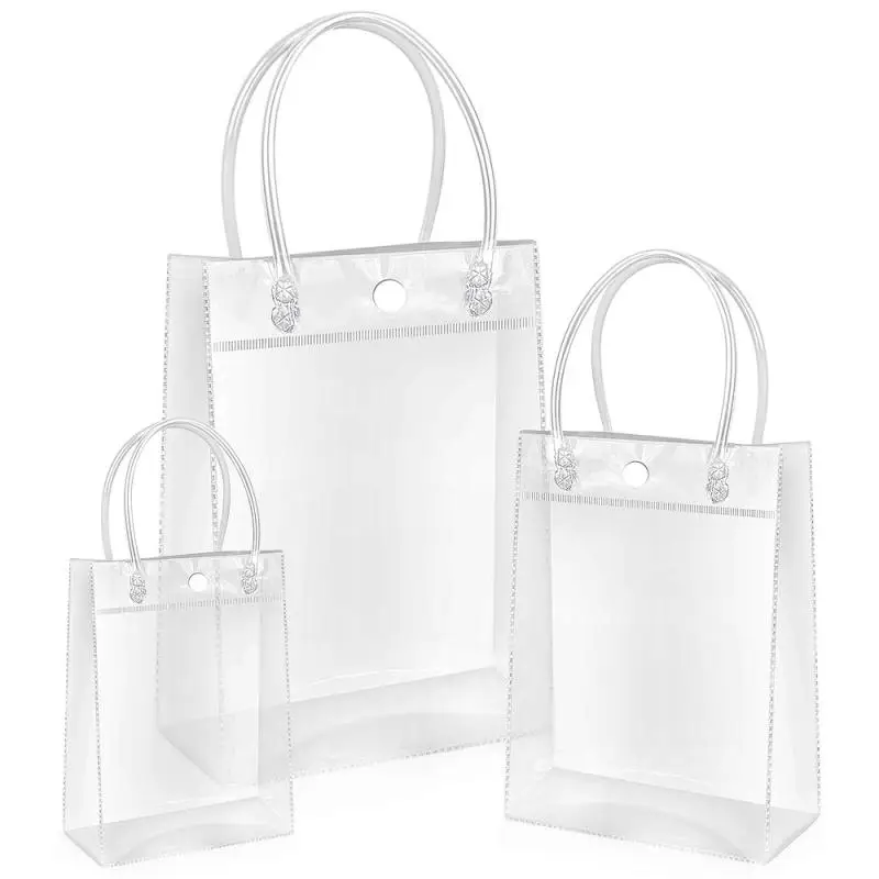 2~5PCS Transparent PVC Handbag Christmas Gift Packaging Bags With Handles Shopping Travel Clear Tote Jelly Bag Shoulder Makeup