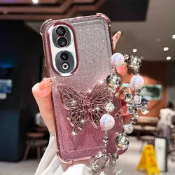 Honor90 5G Case Shockproof Lanyard Cover For Honor 90 Lite 200 400 pro X6C X8C X9C Smart Luxury Cases Holder Soft Bling Cover