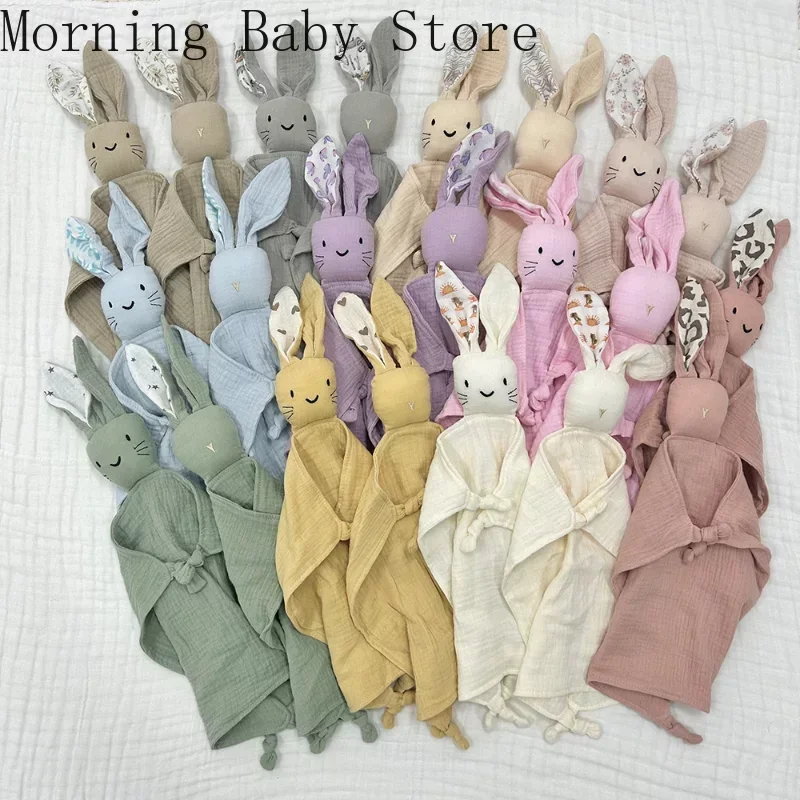 

Cute Baby Rabbit Cat Comforter Soft Cotton Sleeping Dolls Soothing Cloth Blanket Baby Muslin Towel Newborn Appease Towel Bibs