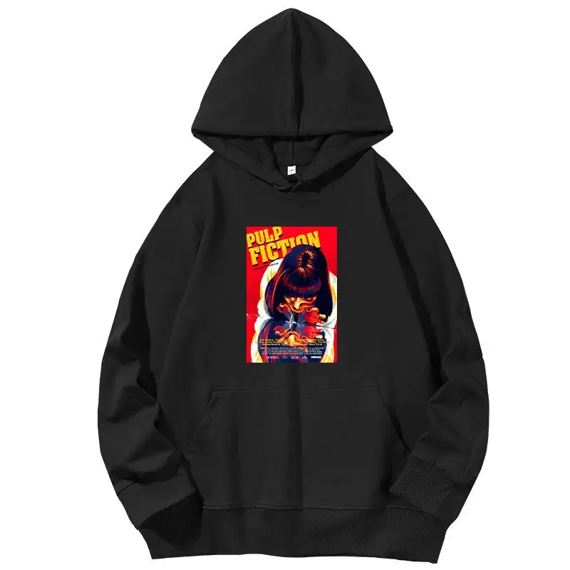 Movie Mia Wallace Pulp Fiction Harajuku Graphic Hooded Sweatshirts Hooded Shirt Spring Autumn Essentials Hoodie Hooded Shirt